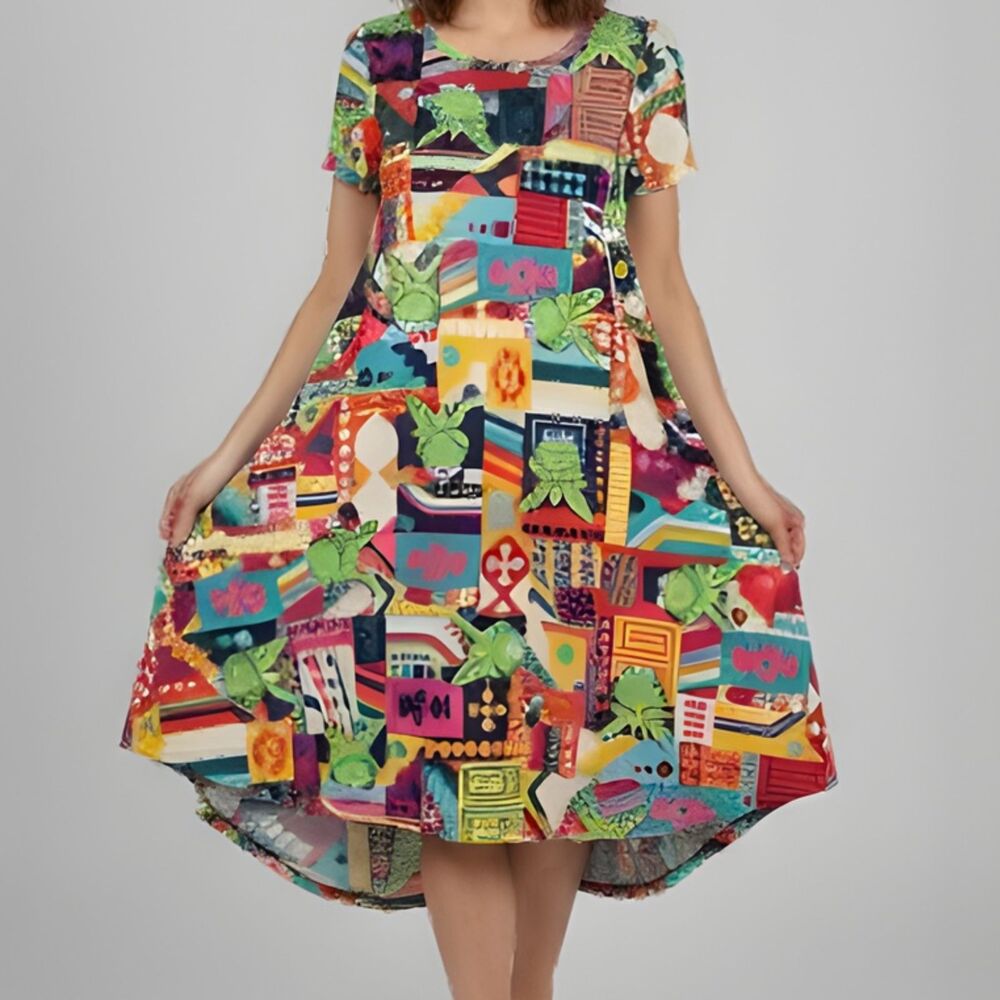 LuLaRoe Disney Kermit the Frog Colorful Swing Dress XXS Women